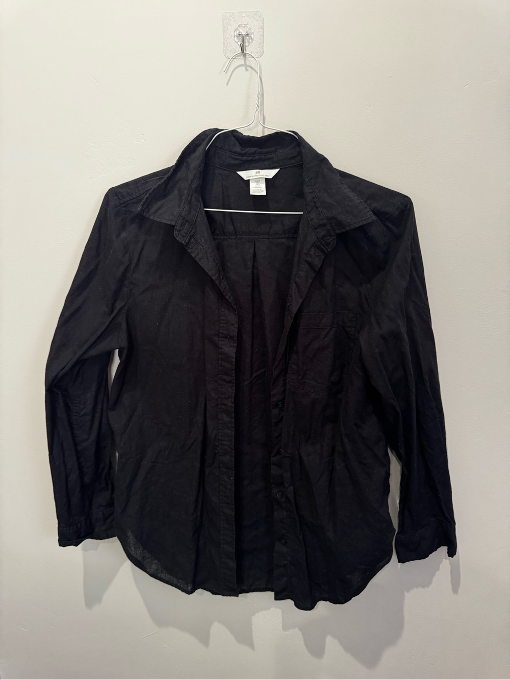 H&M Black Linen-Blend Button Shirt